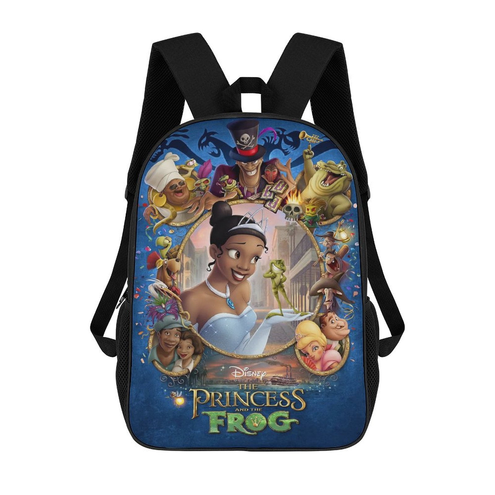 The Princess And The Frog Backpacks 17 Inch Bookbag Casual Daypack Backpacks for Travel Work Camping Office
