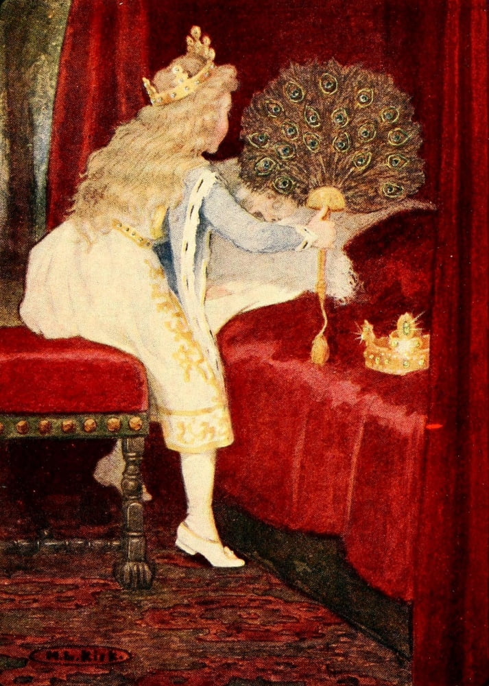 The Princess & the Curdie 1908 Fan of peacock feathers Canvas Art - Maria Kirk (18 x 24)