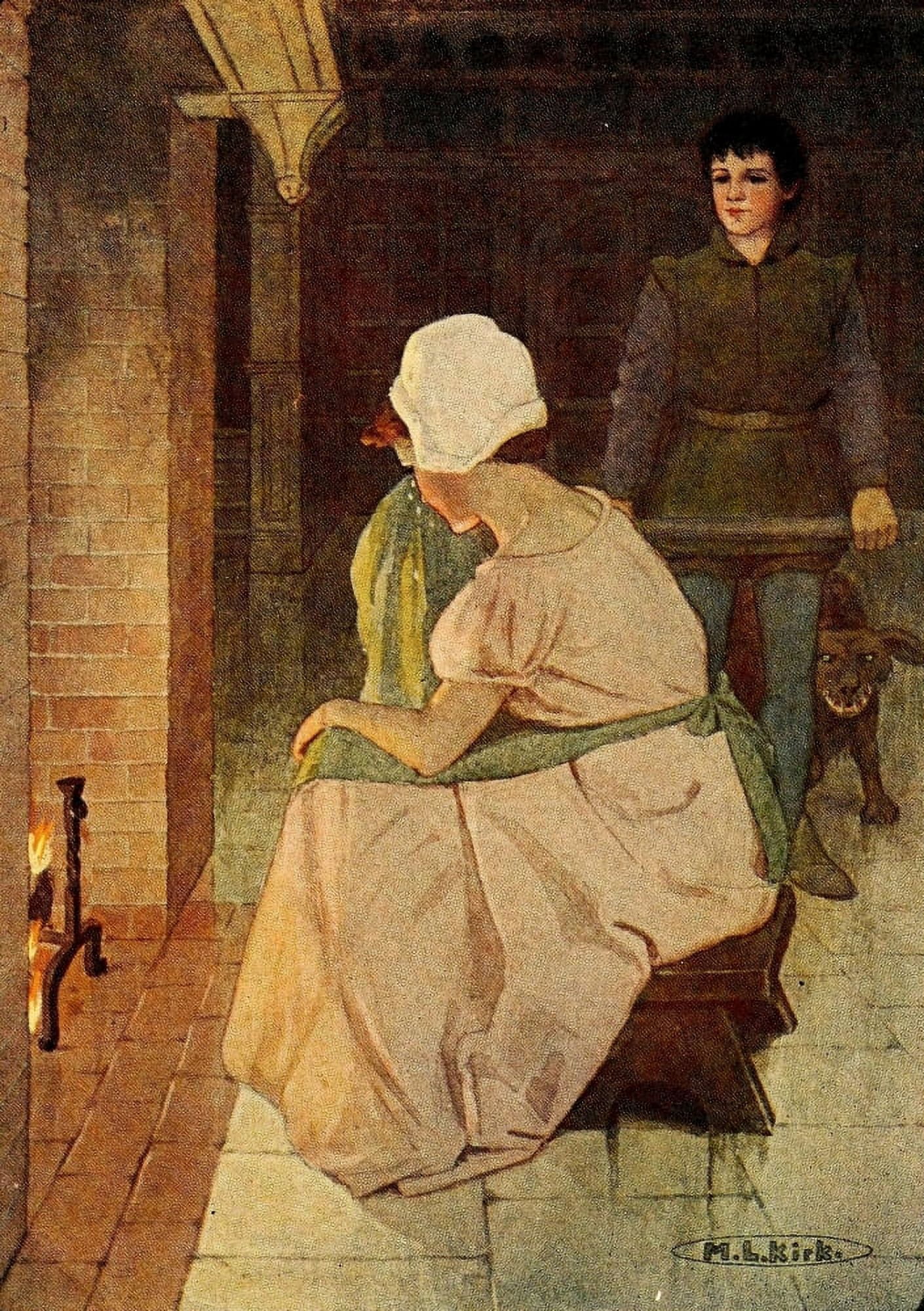 The Princess & the Curdie 1908 Girl weeping by the fire Canvas Art - Maria Kirk (18 x 24)
