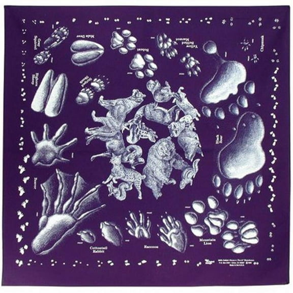 Printed Image Animal Tracks Bandanna-Purple (1st ASIN)