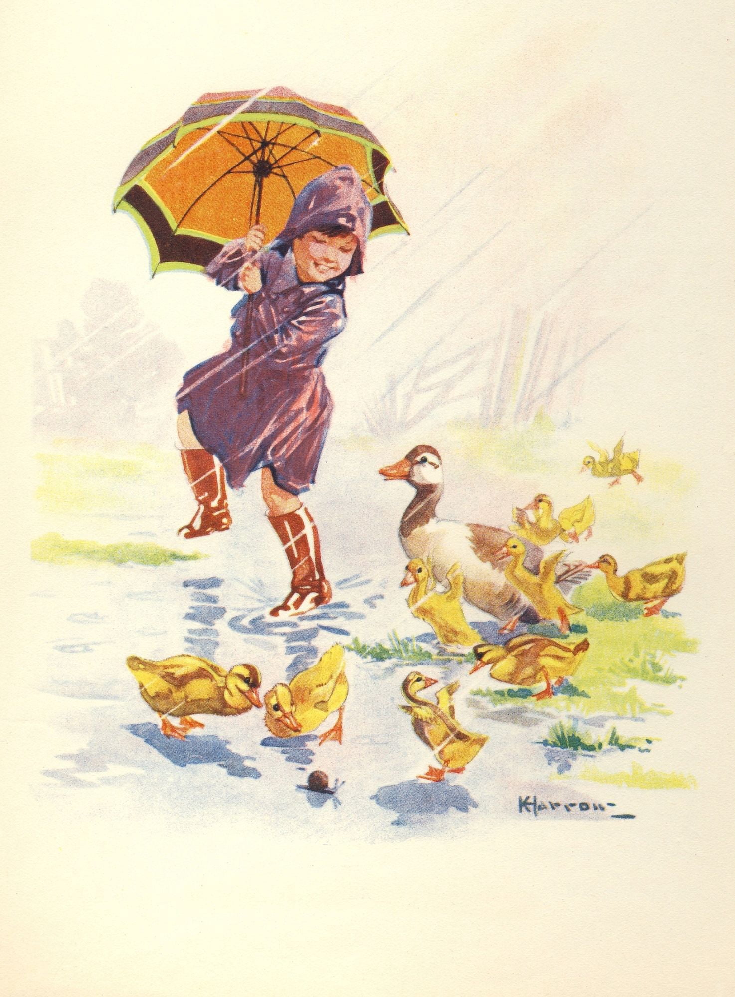 The Prize for Girls and Boys 1920s Good weather for ducks Canvas Art - Kenneth Harrow (18 x 24)