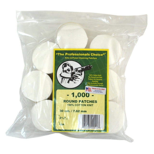 The Professionals Choice 100% Cotton Knit White Round Cleaning Patches 2.25in, Large, 30