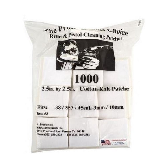 Professionals' Choice Gun Cleaning Patches, 1,000 Pack 9MM/.38/.40