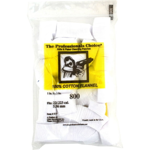 The Professionals Choice Square Flannel Cleaning Patches 22/.223/5.56mm 800 pack