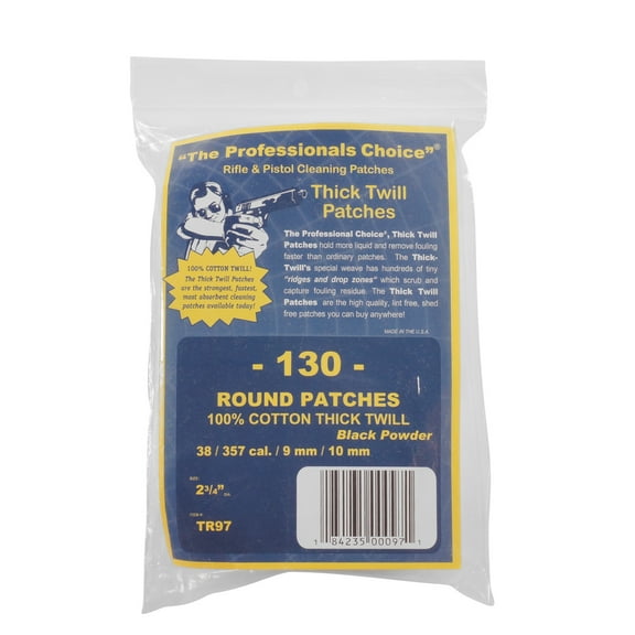 The Professionals Choice Twill Round Cleaning Patches 38/357/9mm/10mm 130 pack
