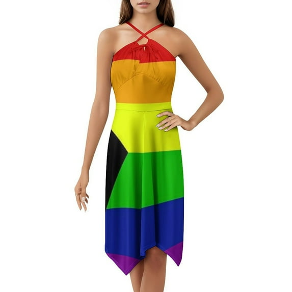 The Progress Pride Flag All The Colours of The Rainbow Dress Elegant Party Dresses Evening Dresses Women Dress Long Dresses Sleeveless Dress Ladies Dresses