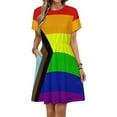 thumbnail image 1 of The Progress Pride Flag All The Colours of The Rainbow Dress Fashion Beach Short Sleeve Dresses Female Party Printed Sundress, 1 of 7