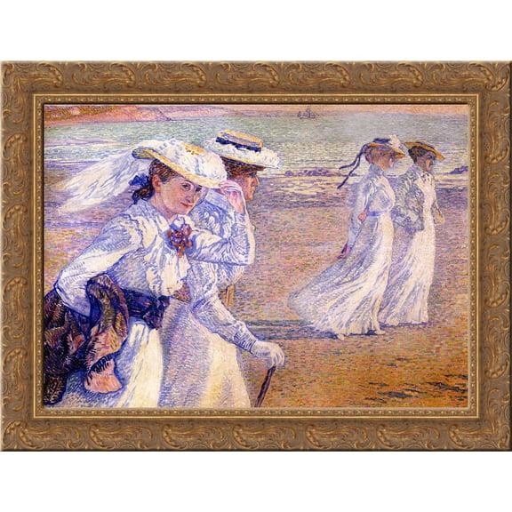 The Promenade 24x18 Gold Ornate Wood Framed Canvas Art by Theo van Rysselberghe