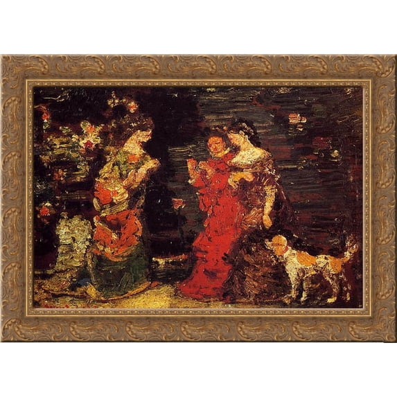 The Promenade 24x20 Gold Ornate Wood Framed Canvas Art by Monticelli, Adolphe Thomas