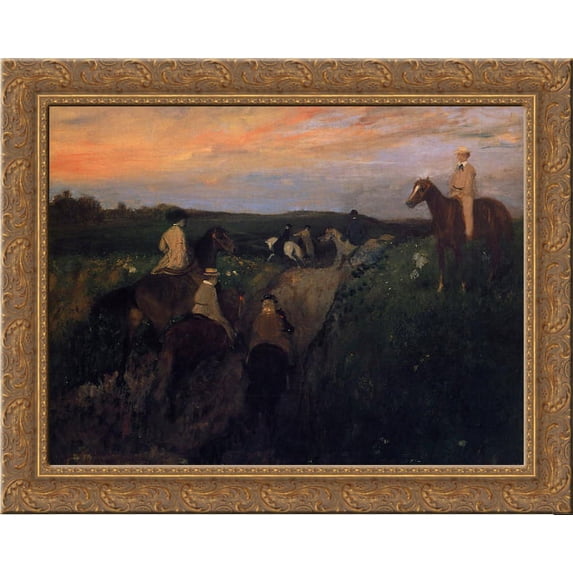 The Promenade on Houseback 24x20 Gold Ornate Wood Framed Canvas Art by Edgar Degas