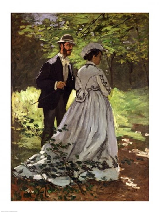 The Promenaders or Bazille and Camille 1865 Canvas Art - Claude Monet (18 x 24)