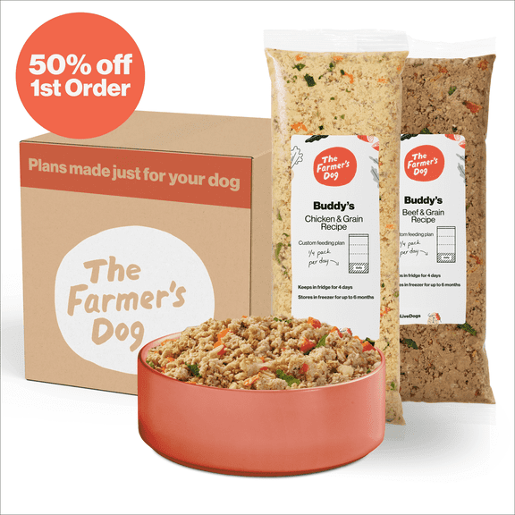The Farmers Dog Fresh Human-Grade Dog Food, Personalized Meal Plan Subscription, Protein & Grain Set: Chicken & Grain, Beef & Grain for all Breeds & Sizes