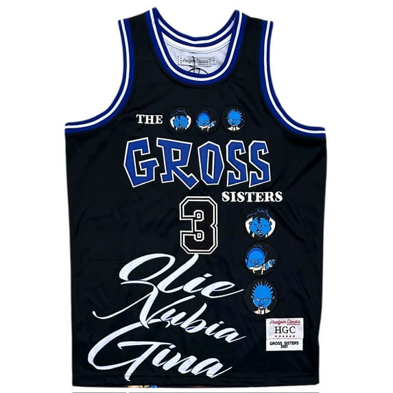 The Proud Family Gross Sisters Headgear Classics Embroidered Basketball Jersey (Medium, Black)