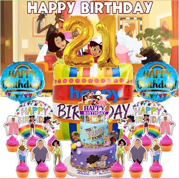 The Proud Family Party Supplies Decor 21th Kit Balloons Birthday Cake Topper Banner Backdrop Decorations