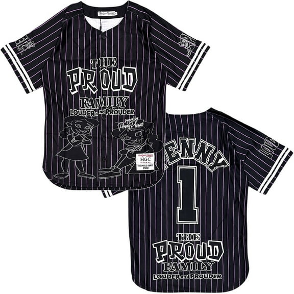 The Proud Family Penny Men's Headgear Classics Embroidered Baseball Jersey (Small, Black)