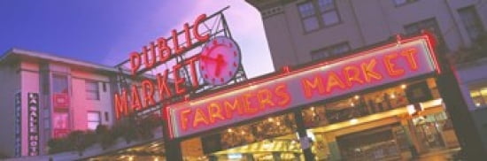 The Public Market Seattle WA USA Canvas Art - Panoramic Images (36 x 12)