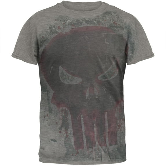 The Punisher - Distressed Bloody Skull All Over Soft T-Shirt - Small