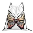 thumbnail image 1 of The Purple Butterfly Print Backpacks Casual Drawstring Bags Drawstring Bundle Pocket Sports Bag Book Bags For Man Woman Students, 1 of 5