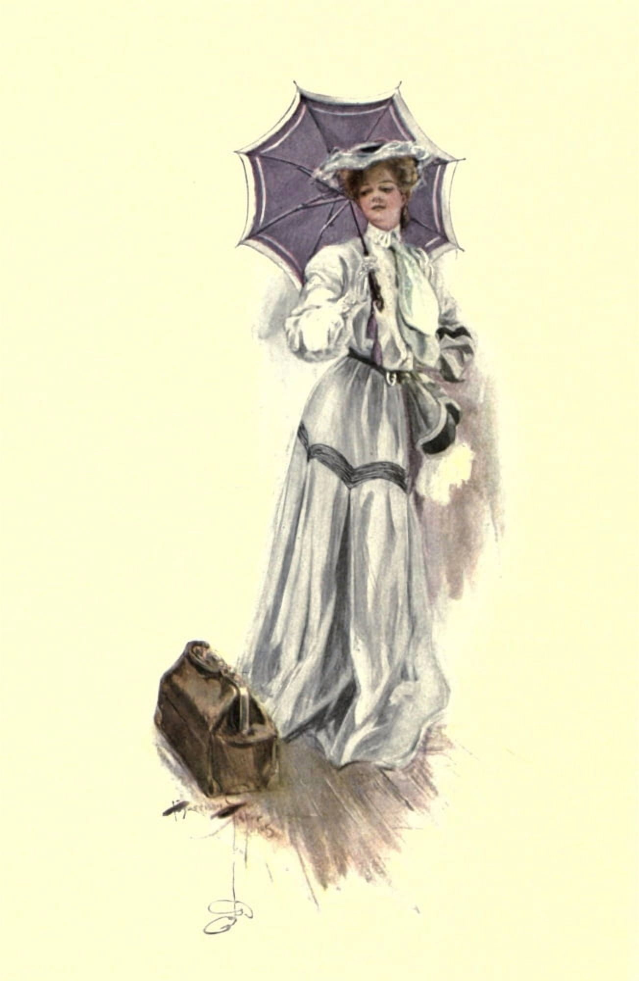 The Purple Parasol 1907 Lady with parasol Canvas Art - Harrison Fisher (18 x 24)