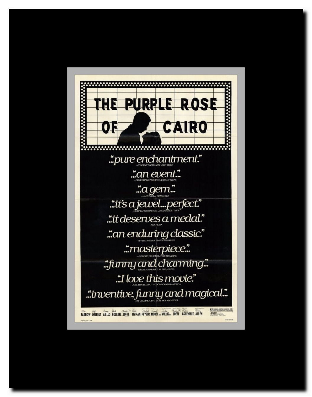 The Purple Rose of Cairo Framed Movie Poster