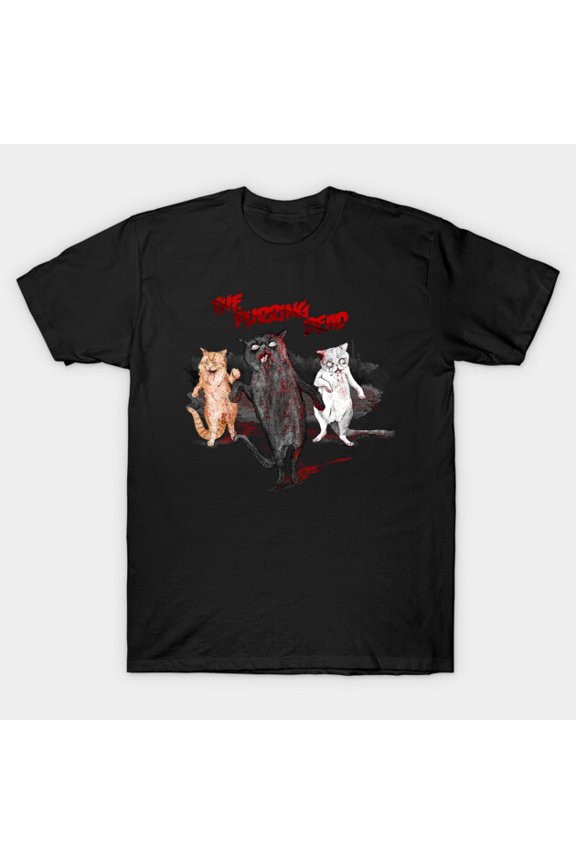 The Purring Dead Funny Cat Zombie Walking Dead Mashup Art Unisex T-Shirt, for men & women, up to size 5XL
