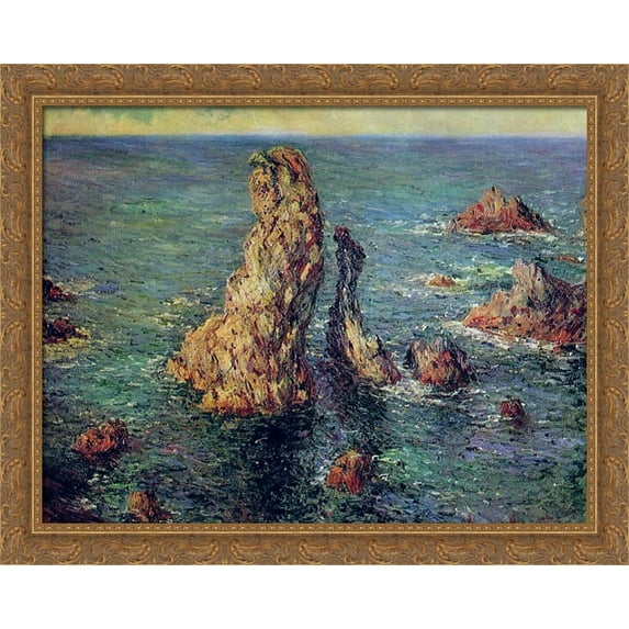 The Pyramids at Port-Coton 34x28 Large Gold Ornate Wood Framed Canvas Art by Claude Monet