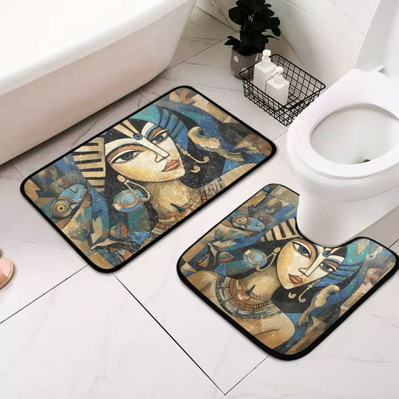 The Queen Of Egypt Abstract 2 Pcs Bathroom Rug Non-Slip Bathroom Mats Water Absorption Toilet Carpet Washable Shower Rugs for Bathroom Floor Tub Shower