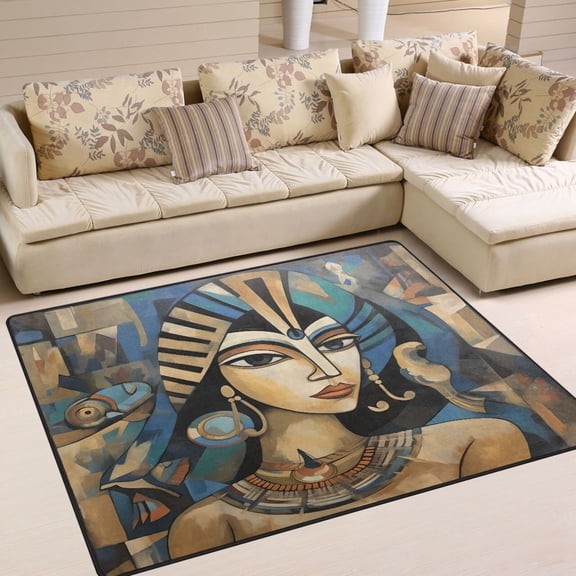 The Queen Of Egypt Abstract Area Rug Washable 80 x 58 Floor Carpet Mat Non Slip for Bedroom Living Room Home Decor