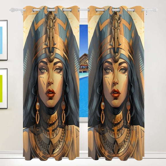 The Queen Of Egypt Front Black Out Curtains 84 Inch Length for Bedroom Living Room Windows 2 Panels Set