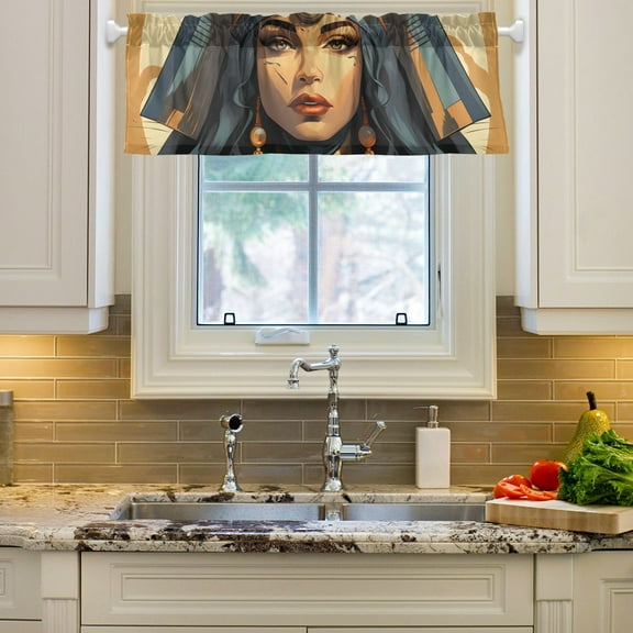 The Queen Of Egypt Front Curtain Valances Farmhouse Design Window Treatment Decor Blackout Rod Pocket for Windows Living Room Kitchen 54" x 18"