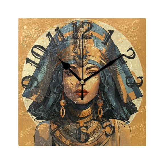 The Queen Of Egypt Front Wall Clock Square Silent Non Ticking Battery Operated Clock for Home Bathroom Kitchen Bedroom Living Room