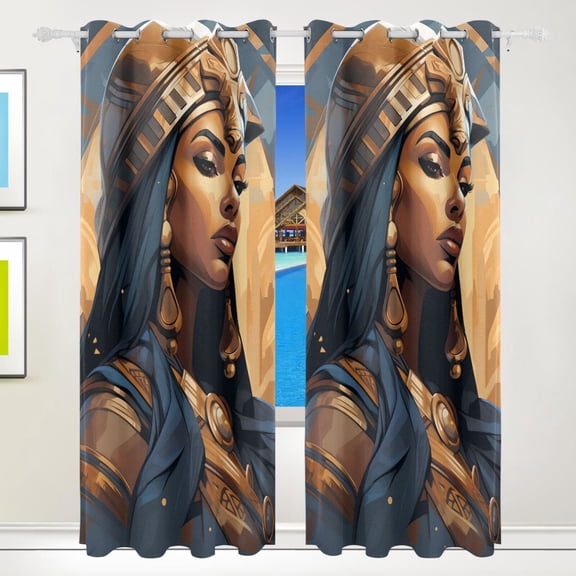 The Queen Of Egypt Side Black Out Curtains 84 Inch Length for Bedroom Living Room Windows 2 Panels Set