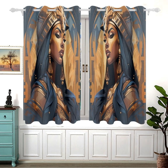 The Queen Of Egypt Side Curtain Black Out Thermal Insulation Curtains Aesthetic 54 Inch Length for Bedroom Living Room 2 panels set