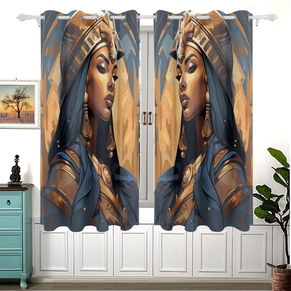 The Queen Of Egypt Side Curtains Black Out Curtains for Sliding Glass Doors Bedroom Living Room Bathroom 2 Panels Set