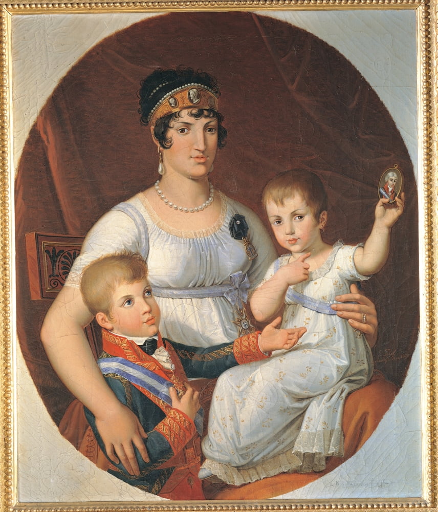 The Queen Of Etruria Maria Louisa Of Bourbon With Children Charles Louis And Maria Louisa Charlotte Canvas Art - (18 x 24)