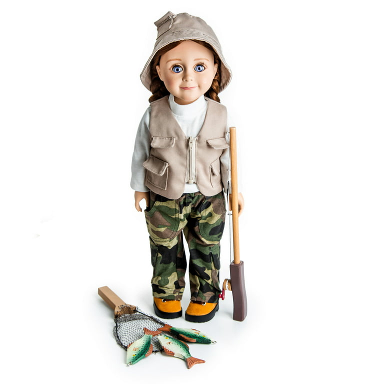 The Queen's Treasures 18 Inch Doll Clothes, Accessories and Shoes, Complete  11 Piece Set - Outfit, Hiking Boots, and Fishing Gear, Compatible with