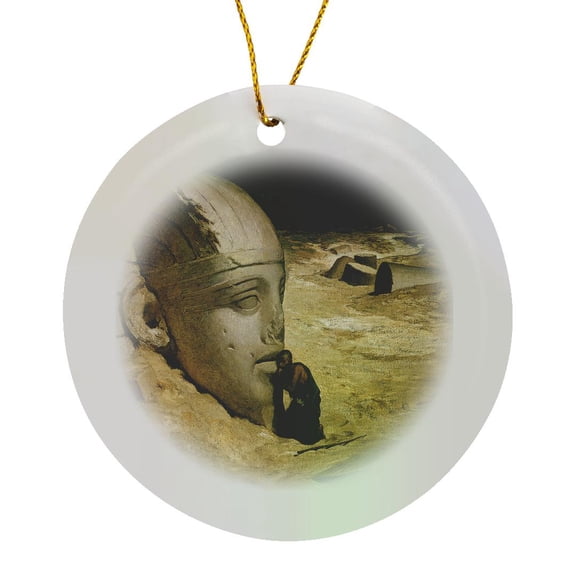 3drose, the Questioner of the Sphinx by Elihu Vedder, Circle Porcelain Ornament