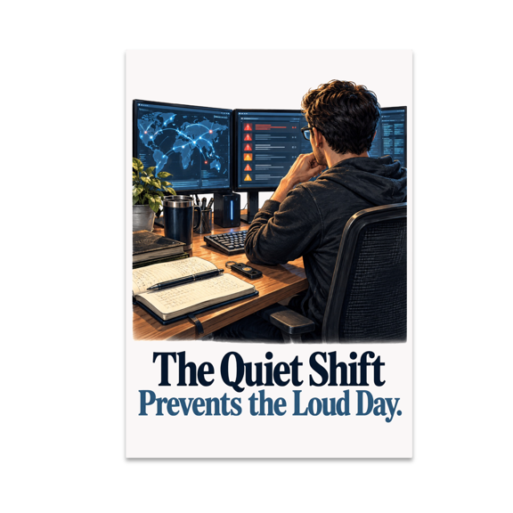 The Quiet Shift Prevents the Loud Day - Cybersecurity Analyst - 13x19 Poster Print