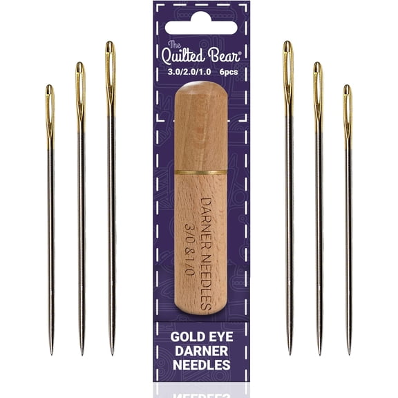 The Quilted Bear Gold Eye Darning Needles (6 Needles - Sizes 3.0/2.0/1.0)