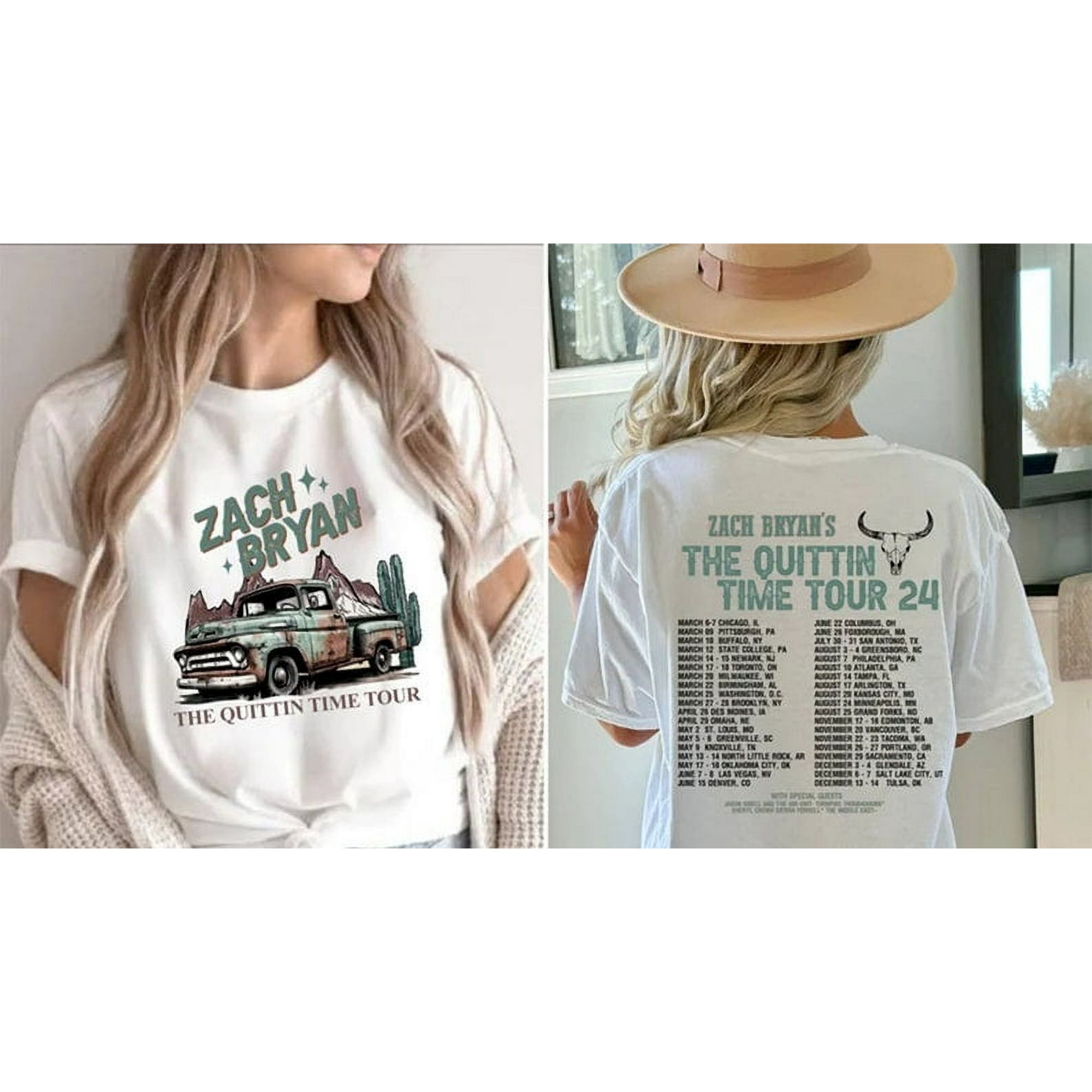 The Quittin Time Tour 2024 Shirt For Fan, Zach Bryan Front and Back