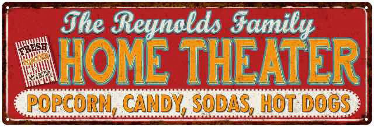 The REYNOLDS Family Home Theater Sign Gift 6x18 Metal Movies Decor ...