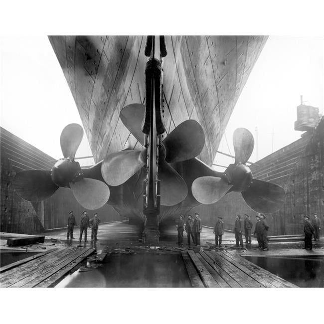 Vintage Black and White Titanic Propellers Poster Print