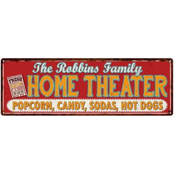 The ROBBINS Family Home Theater Sign Gift 6x18 Metal Movies Decor 106180100364