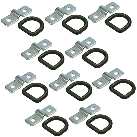 The ROP Shop 10-Pack 3/8" Steel D Rings & Brackets Tie Down Rope Snowmobile Boat RV ATV Quad