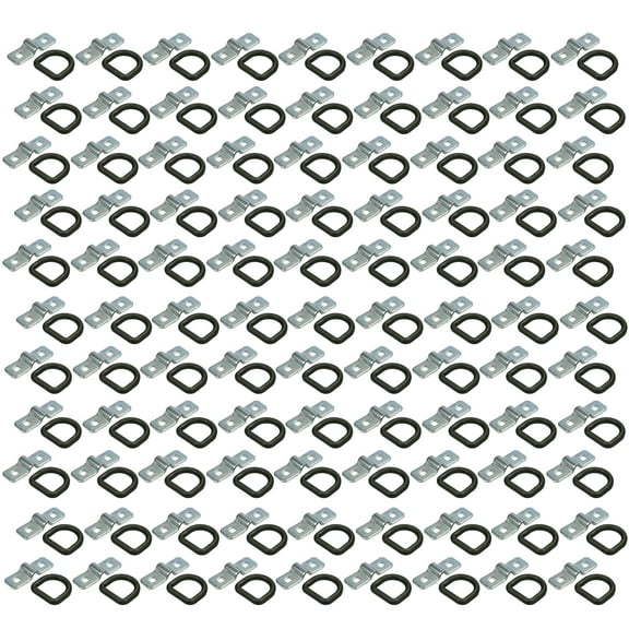 The ROP Shop 100-Pack 3/8" Steel D Rings & Brackets Tie Down Rope for Flatbed Trailer Camper