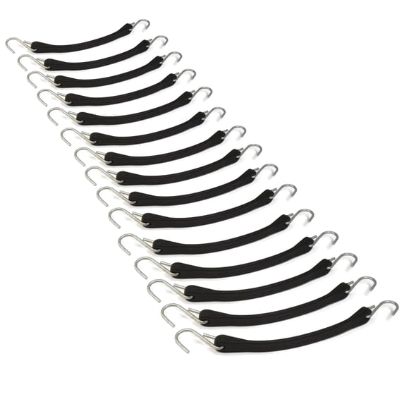 RAParts (15) 9" Heavy Duty Natural Black Rubber Tarp Straps (Bungee Cords) w/ Hooks