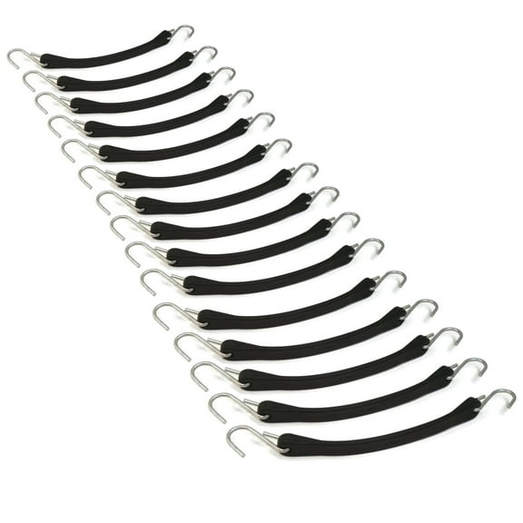 RAParts (15) 9" Heavy Duty Natural Black Rubber Tarp Straps (Bungee Cords) w/ Hooks