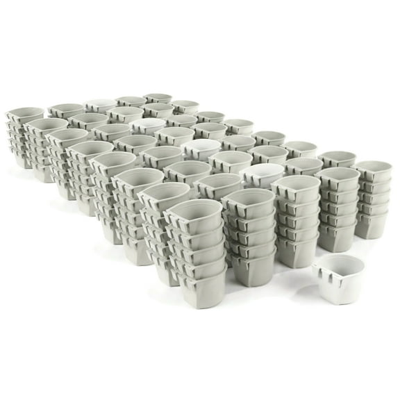 The ROP Shop 200-Pack - 8oz Gray Cage Cup for Feed & Water for Poultry Ducks, Birds, Rabbits, Hamsters, Farm Animals