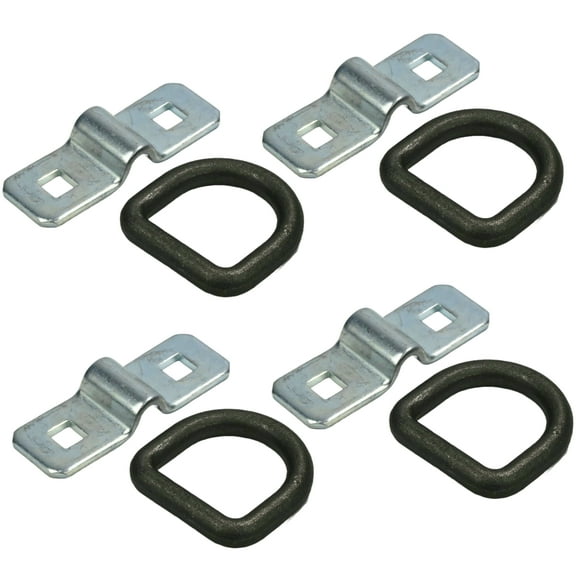 The ROP Shop 4-Pack 3/8" Steel D Ring Tie Downs Heavy Duty Chain Rope Strap Cable Anchor Bolt