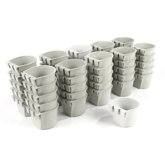 The ROP Shop 50-Pack - 8oz Gray Cage Cup for Feed & Water for Poultry Ducks, Birds, Rabbits, Hamsters, Farm Animals